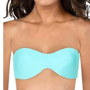 PilyQ Womens Blue Ruched Lined Beachwear Swim Top Separates NWT